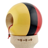 Kendama X Originala, Profesionala, Flippy, Super Sticky cu Cupe Mari KING SIZE V3, Gaura in Baza, Rulment Metalic, din lemn 18 cm, Ata 62/65 cm, Rosu/Negru/Galben