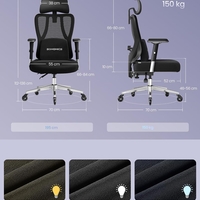 SONGMICS Scaun de birou ergonomic profesional, suport lombar reglabil, tetiera 2D, brate 4D, maxim 150 kg, 70x70x136 cm, negru