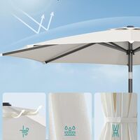 SONGMICS Umbrela de gradina, cu manivela pentru deschidere, sistem inclinare, 300cm, bej