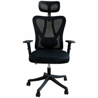 Scaun birou ergonomic, reglabil, cu suport lombar si tetiera, plasa mesh, maxim 120 kg, 50x50x126 cm, negru