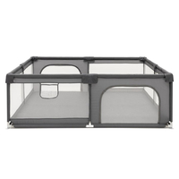 Tarc de joaca pliabil pentru copii, cu intrare cu fermoar, 200x180x66 cm, gri