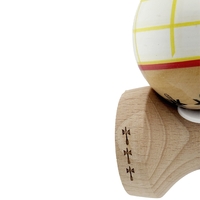 Kendama X Originala, Profesionala, Flippy, Legendary Glob, Cupe Mari KING SIZE V3, Super Sticky, Gaura in Baza, Rulment Metalic, din lemn 18 cm, Ata 62/65 cm, Alb/Galben/Rosu