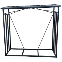 Suport depozitare lemne de foc cu acoperis ondulat, structura metalica, 185x70x185 cm, negru