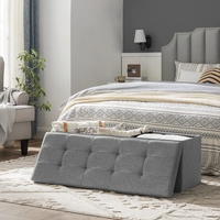 SONGMICS Taburet pliabil cu sezut moale, spatiu de depozitare 131litri, maxim 300kg, 110x38x38cm, gri
