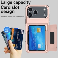 Husa de Protectie compatibila Apple iPhone 17 Pro Max, Vafy, Compartiment pentru Carduri, Anti-alunecare, Protectie PC, Rezistenta la Zgirieturi, Rose Gold