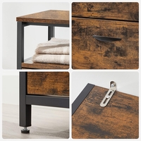 VASAGLE Dulap pantofi din MDF cu ​​4 usi basculante, pentru 12-20 perechi, 98x30x95cm, maro rustic si negru