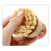 Perie de Curatat Vase si Alimente, Vafy, din Lemn de Bambus, 8 x 5 cm, Perie din Sisal, Maro