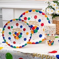 Set 10 Farfurii de Unica Folosinta, Vafy, din Carton, 18 cm, Model Happy Birthday, Multicolor