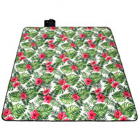 Patura pentru picnic sau plaja, cu folie izolatoare si maner, 200x200cm, floral