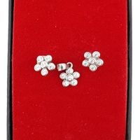Set Bijuterii Dama Argint 925, Jolie, Cercei cu Pandativ, Model Floricele Rotunde cu Pietre Albe, 1.69 g, Argintiu