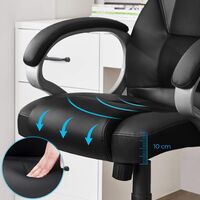 SONGMICS Scaun de birou ergonomic, reglabil pe inaltime, functie balans, tapitat piele sintetica, 54x50x122 cm, nergu