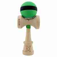 Kendama X Originala, Profesionala, Flippy, Cupe Mari KING SIZE V3, Rubber Grip, Gaura in Baza, Rulment Metalic, din lemn 18 cm, Ata 62/65 cm, M Bicolor Verde Dublu/Negru