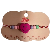 Martisor Bratara Multicolora pentru Copii, Jolie, din Lemn si Textil, Model Inima