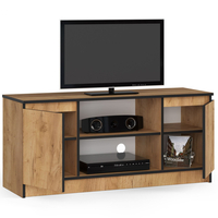 Comoda TV cu 2 usi si o polita, PAL laminat 16 mm, 120x40x55 cm, stejar craft