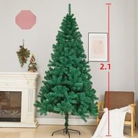 Brad de Craciun artificial cu suport inclus Flippy, 210 cm, 800 ramuri/varfuri, material plastic, suport clasic, fara iluminare, utilizat pentru interior/exterior, verde