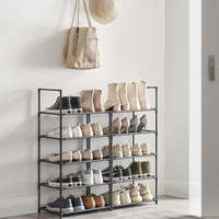 SONGMICS Pantofar cu 10 niveluri, cadru metalic si rafturi textile, 28x45x173 cm, gri
