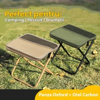 Scaun Taburet Pliabil pentru Camping, Vafy, pentru Adulti, Scaun Portabil, Pescuit, din Panza Oxford si Cadru Metalic, Mare 31 x 29 x 25 cm, Verde