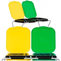 Cos de gunoi selectiv cu 2 compartimente, cadru metalic si capace PP, 68x42x75 cm