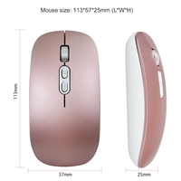 Mouse Wireless Reincarcabil, Vafy, Compatibil Windows/macOS, Bluetooth 5.1 + 2.4GHz, Silentios, DPI 800/1200/1600, Roz Auriu