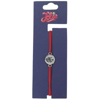 Martisor Bratara din Inox pentru Copii, Jolie, Textil si Inox, Snur Rosu, Model Banut, Argintiu