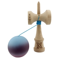 Kendama X Originala, Profesionala, Flippy, Big Cups V2, Rubber Grip cu Cupe Mari, Rulment Metalic cu Ata 55 cm, Gradient Albastru/Mov/Roz