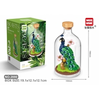 Set de Construit in Sticla, Flippy, 651 Piese, din Plastic, +14 Ani, 10 x 19.6 cm, Model Paun, Multicolor