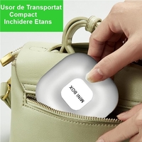 Cutie Depozitare Medicamente, Flippy, 4 Compartimente, Inchidere Etans, Portabila, Patrat, Alb/Gri, PP, 7.6x2.9x7.8 cm