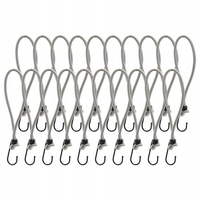 Set 25 bucati elastice pentru fixare prelate sau bannere, cu carlig 25 cm, gri