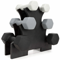 Set gantere din fonta cu invelis neopren, 12 kg cu suport, capete hexagonale, 2x1 kg 2x2 kg 2x3 kg, multicolor