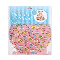 Suport Prajituri, Vafy, 3 Etaje, Design de Petrecere, pentru Prajituri, Candy Bar, din Carton, Roz/Multicolor