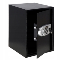 Seif electronic standard cu cifru si cheie, 350x500x360 mm, Otel, Negru