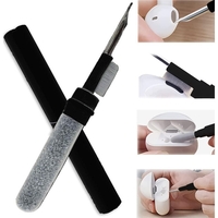Kit de Curatare Casti 3in1, Flippy, Multifunctional, din ABS, 10.6 x 1.3 x 1.3 cm, Negru