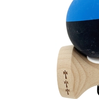 Kendama X Originala, Profesionala, Flippy, Rubber Grip, Cupe Mari KING SIZE V3, Gaura in Baza, Rulment Metalic, din lemn 18 cm, Ata 62/65 cm, Bicolor Albastru/Negru