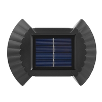 Set 4 Aplice solare LED Bidirectionale pentru perete Flippy, in forma de funda, 8 LED-uri, material ABS si PC, lumina puternica, IP65, 10 x 7.5 cm, baterie 1.2 V, 300 mAh, autonomie 8-10 ore, alb cald