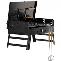 Gratar portabil pliabil tip valiza pentru camping, cu accesorii de gratar incluse, 45x30x30 cm