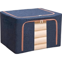 Cutie de depozitare pliabila, Flippy, Cu fermoar, 100 L, Textil, 60x42x40 cm, Cadru Metalic, Suport Baza Stabil din Plastic, Albastru Marin