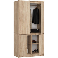 Dulap cu 4 usi, rafturi si bara pentru umerase, PAL laminat, 90x51x180 cm, stejar sonoma