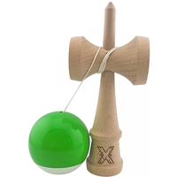 Kendama X Originala, Profesionala, Flippy, Super Sticky din Lemn, 18 cm, Verde/Alb