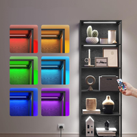VASAGLE Biblioteca cu 6 rafturi si iluminare LED reglabila 25 culori, cadru metalic, 30x60x179 cm, negru