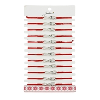 Martisor Bratara Impletita cu Pandantiv din Inox, Jolie, pentru Dama, Set 12 bucati, Snur Rosu Textil, Dimensiune Reglabila, Model Love Infinit