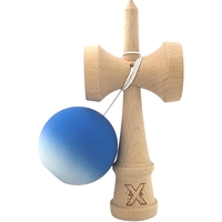Kendama X Originala, Profesionala, Flippy, din Lemn, Rubber Grip, 18 cm, Albastru/Alb