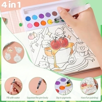 Carte de Colorat cu Acuarela, Flippy, Model Capibara, 20 Foi de Carton 200 gr, 12 Culori, 1 Pensula, 15.7 x 18.8 x 1.8 cm, Maro