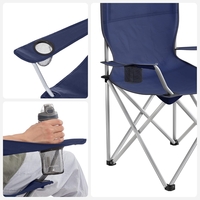 SONGMICS Set 2 scaune pliabile camping cu suport bauturi, husa transport, 52x84x81 cm, 120 kg, albastru