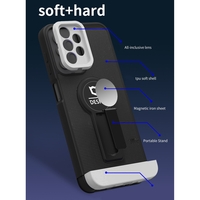 Husa Armor Design cu Stand pentru iPhone 11 Pro Max, Negru/Alb, Suport Auto Magnetic, Wireless Charge, Protectie Antisoc, Vafy