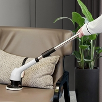 Perie Electrica de Curatare, Flippy, pentru Gresie, Baie, Bucatarie, 25x20x9.5 cm, cu 6 Capete, Maner Extensibil Detasabil 84-127cm, Incarcare USB-Type C, Rotire 360 de Grade, 3000 mAh, Culoare: Alb