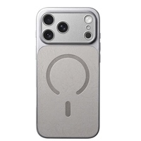 Carcasa Magnetica Mata, Vafy, Compatibila iPhone 17 Air, din TPU/PC si Piele Ecologica, Argintiu