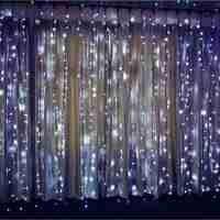 Instalatie Craciun Profesionala de Exterior IP65, Tip Perdea, 24m x 2m, 4800 Led-uri Mari, Alb rece, cu flash, Alimentator 1,5 m, Interconectabila, Fir negru, Vafy