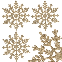 Decoratiune brad fulg de zapada, set 3 bucati, 12cm, auriu