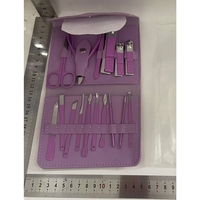 Set 16 Piese de Ingrijire Cosmetica, Flippy, pentru Manichiura, Pedichiura, Fata, Geanta Organizatoare din Piele Ecologica Inclusa, Mov