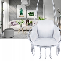 Scaun rotund Sersimo tip leagan suspendat cu perna Confort casa sau gradina, gri